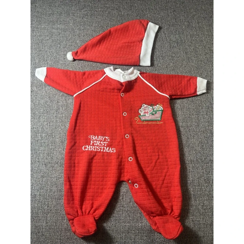 VINTAGE 1990'S BABYGRO INFANT BABY'S FIRST CHRISTMAS SLEEPWEAR‎ -0-3 Months